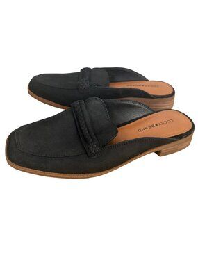 Lucky Brand Womens Linox Black Leather Slip-On Mule Loafers Braided Size 7M